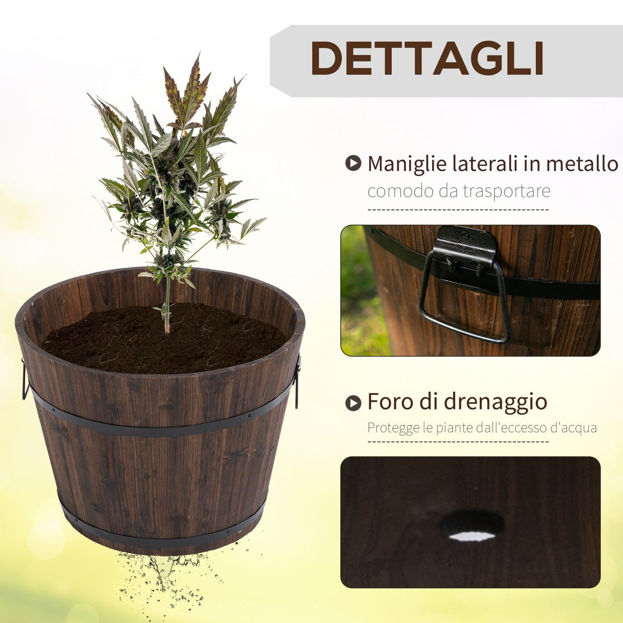 easycomfort easycomfort set 3 vasi per piante in legno dimensioni varie per giardino e interni