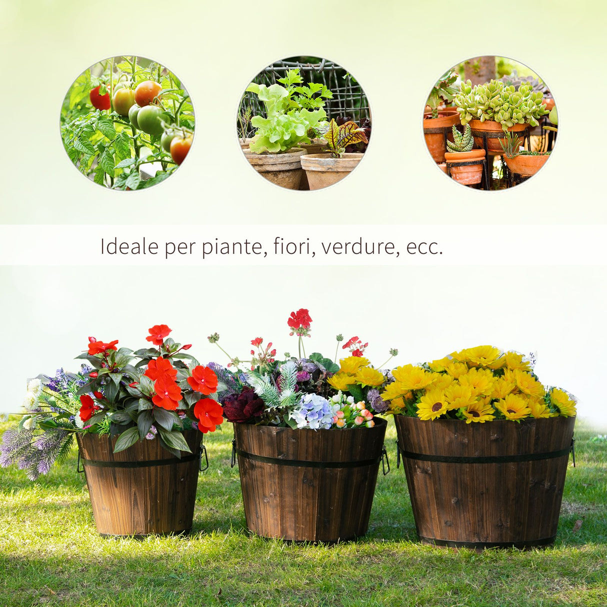 easycomfort easycomfort set 3 vasi per piante in legno dimensioni varie per giardino e interni