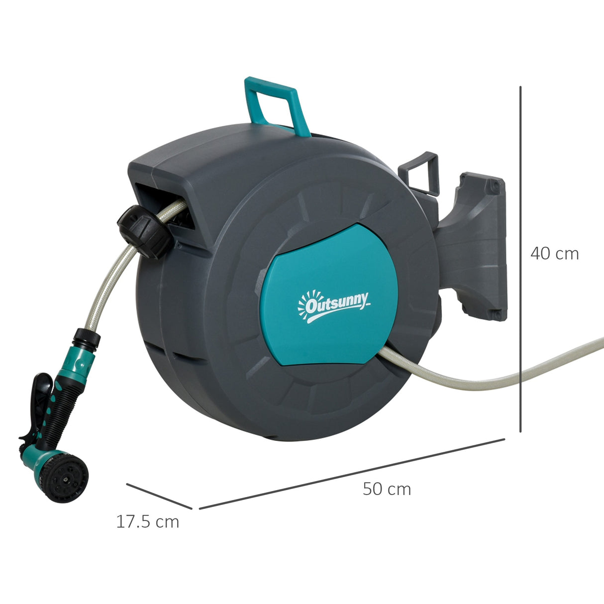 easycomfort avvolgitubo automatico a parete girevole a 180 tubo da 15m e pistola multifunzione 33143