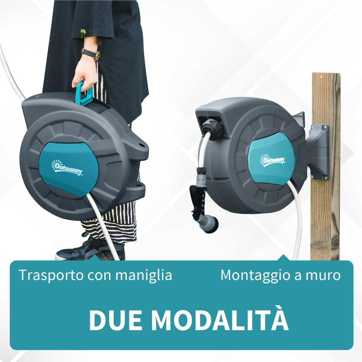 easycomfort avvolgitubo automatico a parete girevole a 180 tubo da 15m e pistola multifunzione 33143