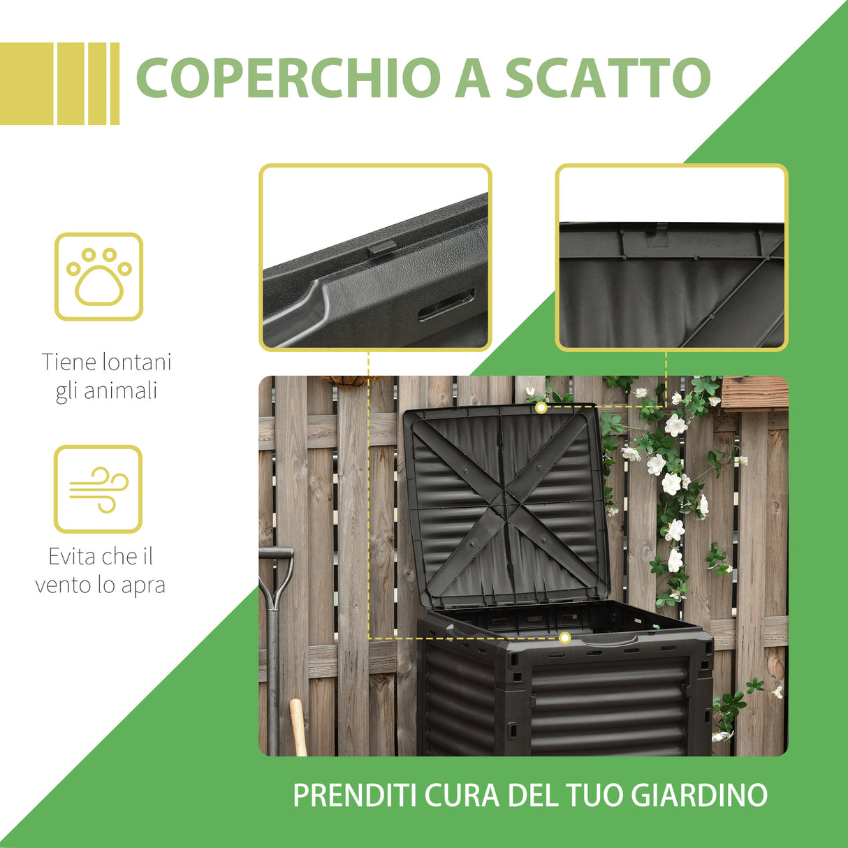 easycomfort easycomfort bidone per compostaggio 300l nero