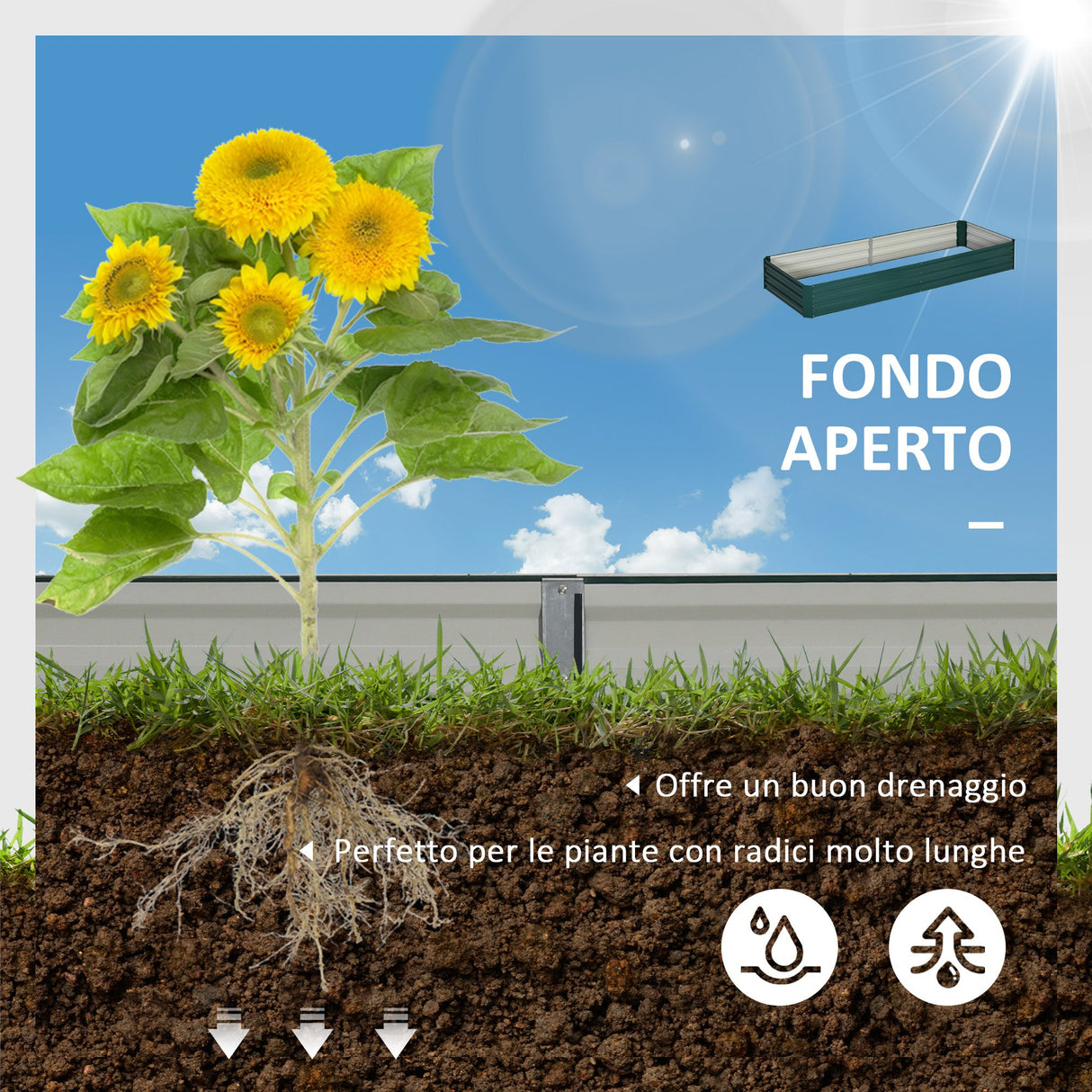 easycomfort letto per orto rialzato in metallo da esterno portapiante per fiori ed erbe 241x90 5x30cm