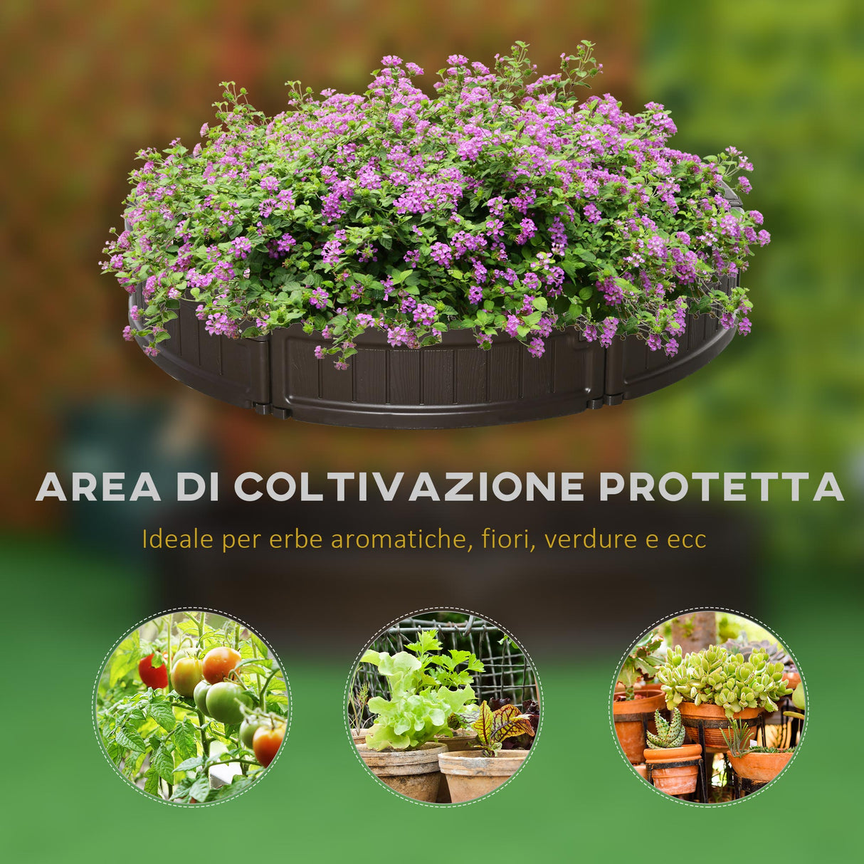 easycomfort letto per orto rialzato in hdpe fioriera da esterno rotonda 123x21cm marrone 33201