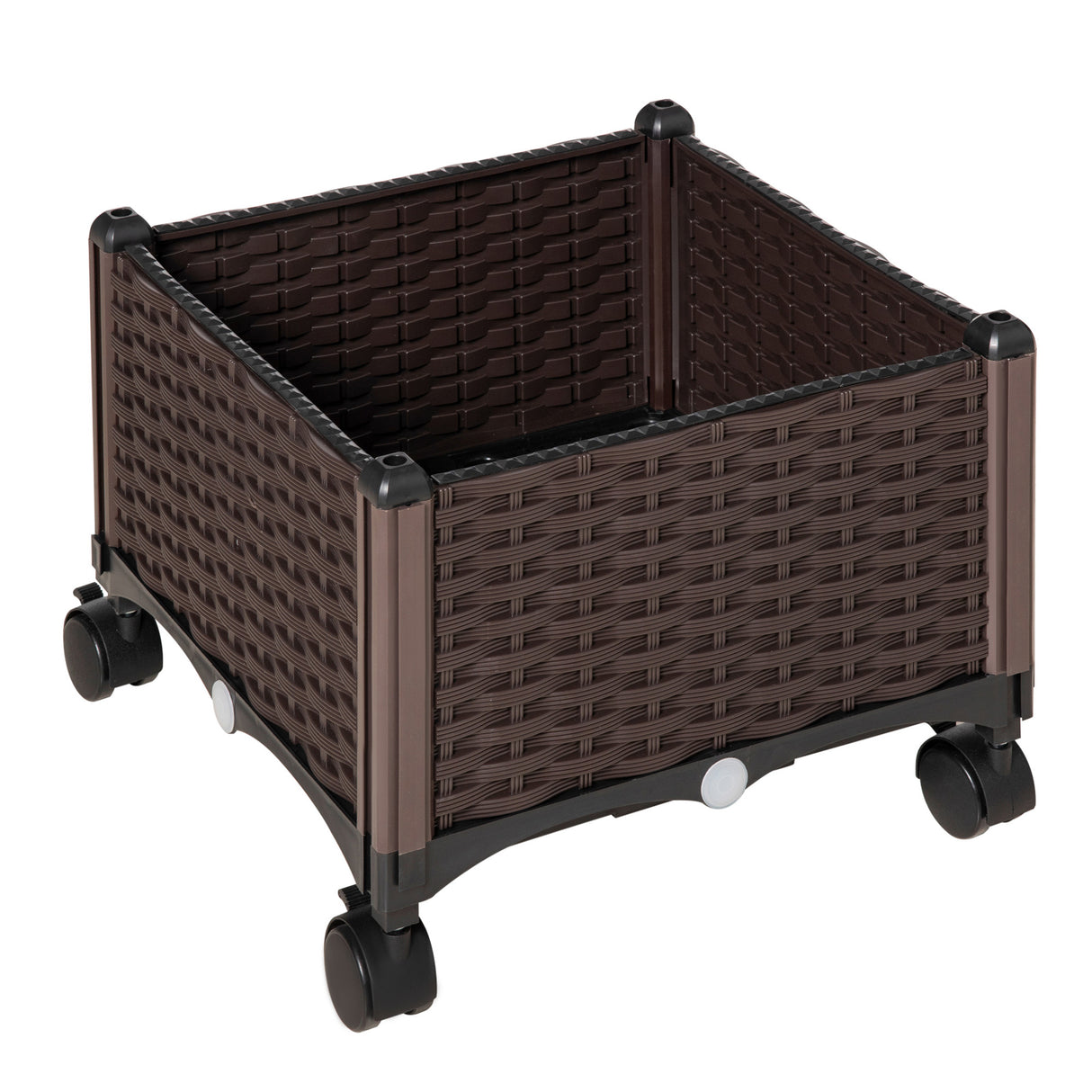 easycomfort fioriera da esterno in plastica con 4 ruote e disco auto irrigante 40x40x31.5cm