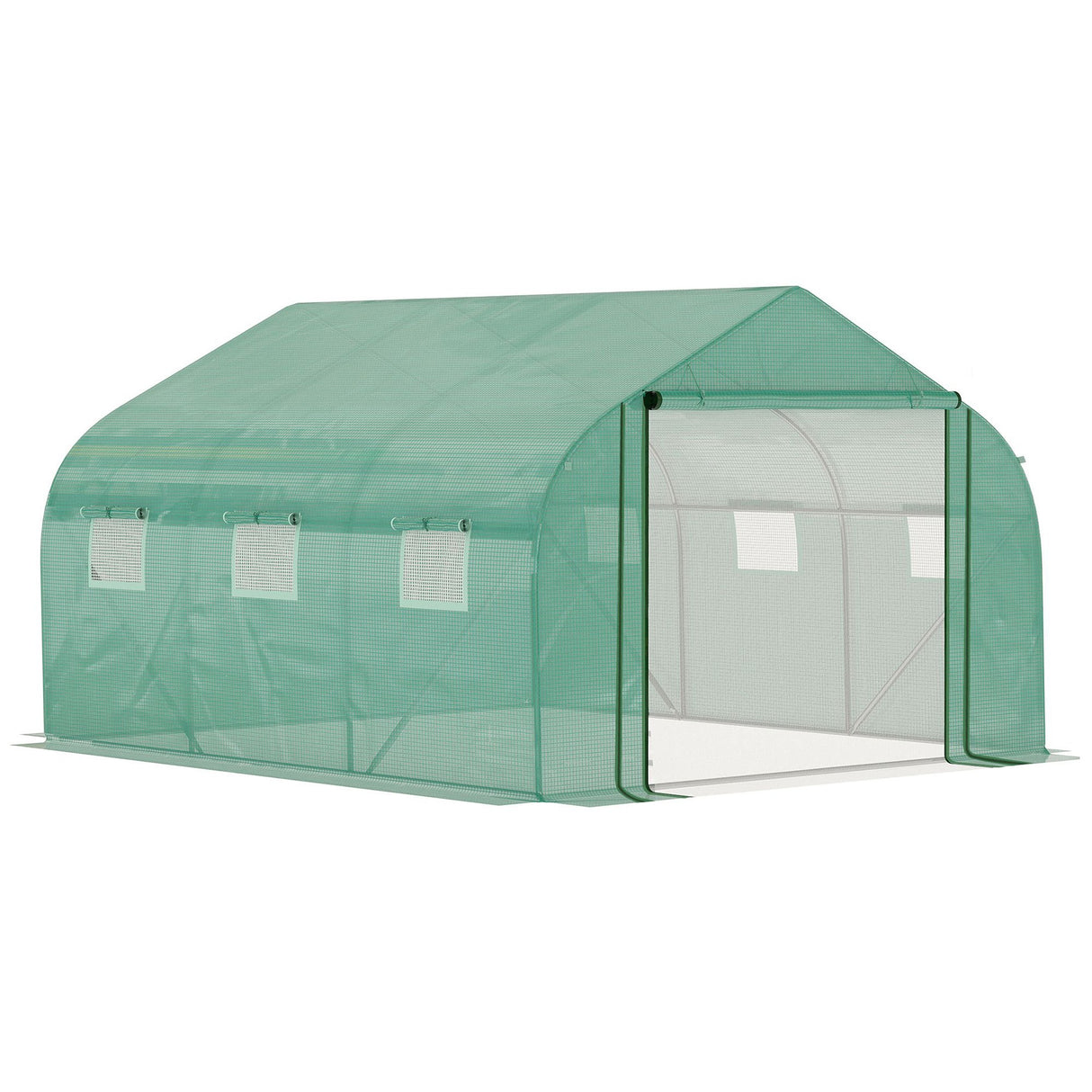easycomfort easycomfort serra a tunnel con copertura pe e struttura in acciaio porta avvolgibile e 6 finestre 3 5x3x2m verde
