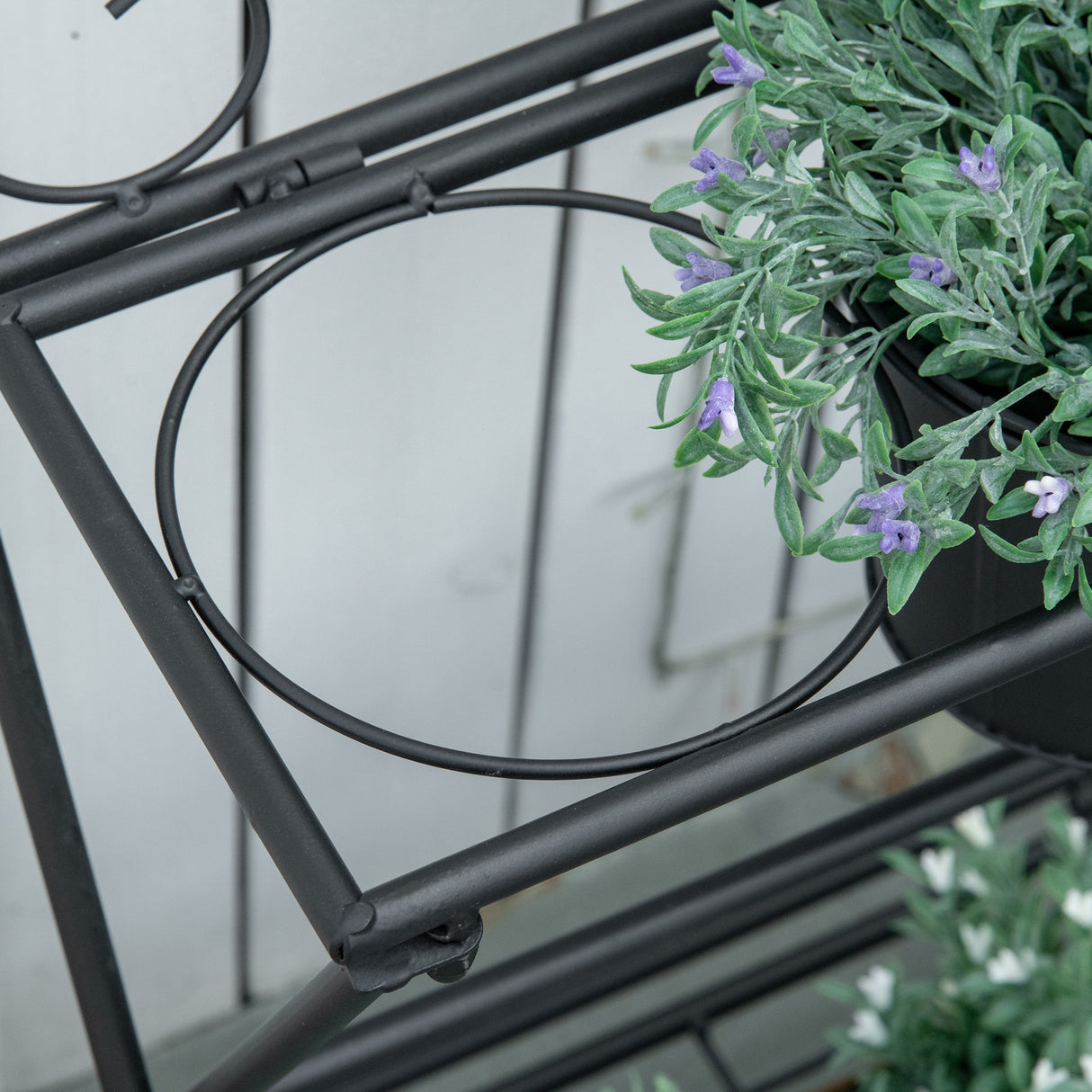 easycomfort portapiante in metallo pieghevole con 3 vasi e ripiano inferiore per casa e giardino 47x37x78.5cm nero