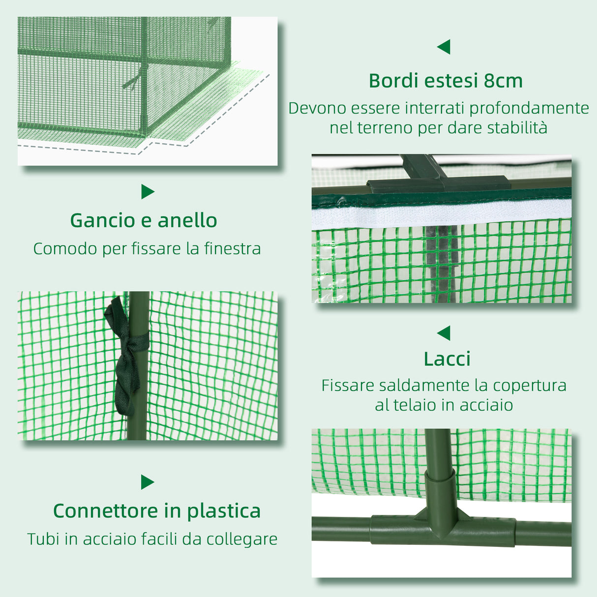 easycomfort easycomfort serra piccola per giardino e balcone con finestre e copertura in pe 180x90x70cm verde
