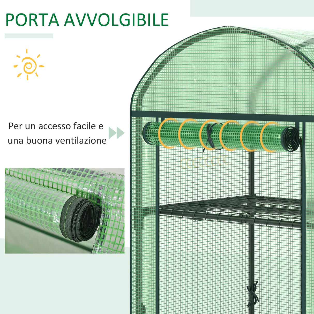 easycomfort mini serra da giardino con 2 ripiani in metallo e copertura in pe 69x49x92cm verde