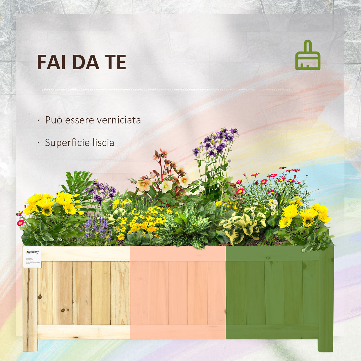 easycomfort fioriera in legno pieghevole da esterno con base drenante 70x30x25cm 33172