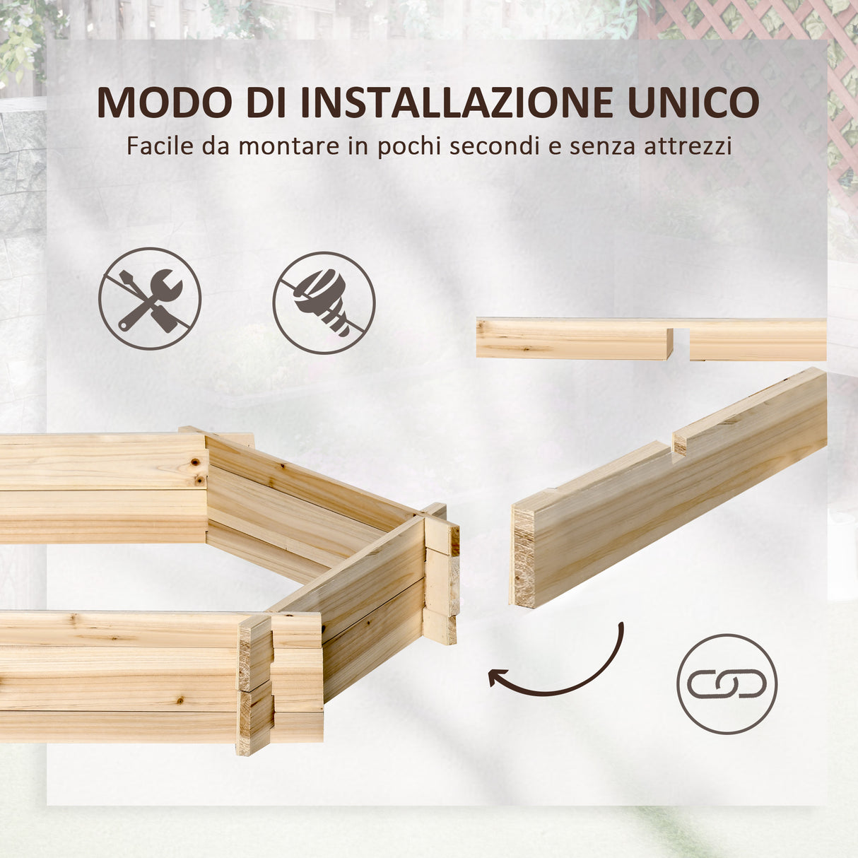 easycomfort letto per orto senza base e con struttura a incastro in legno 100x92x16cm 33196