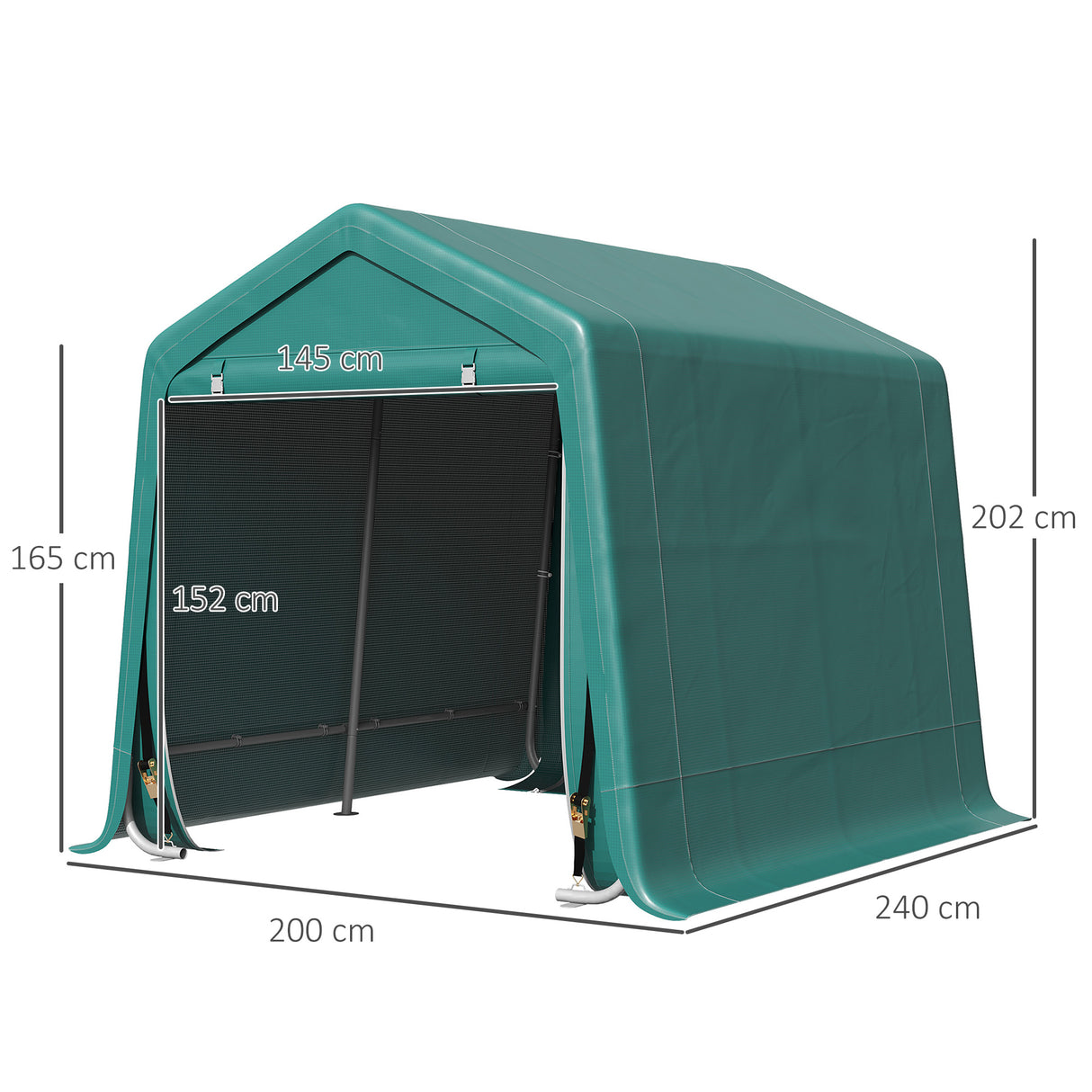 easycomfort tendone garage per auto moto e attrezzi in metallo e tessuto pe 240x200x202cm verde