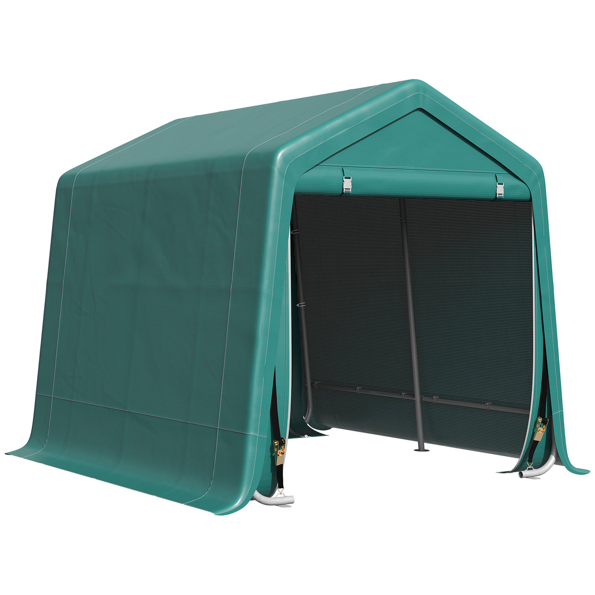 easycomfort tendone garage per auto moto e attrezzi in metallo e tessuto pe 240x200x202cm verde