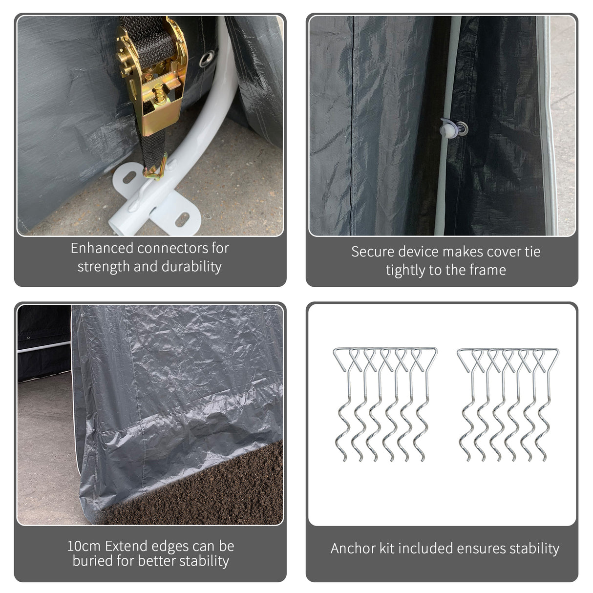 easycomfort easycomfort tendone garage per auto moto e attrezzi in metallo e tessuto pe 280x240x240cm grigio