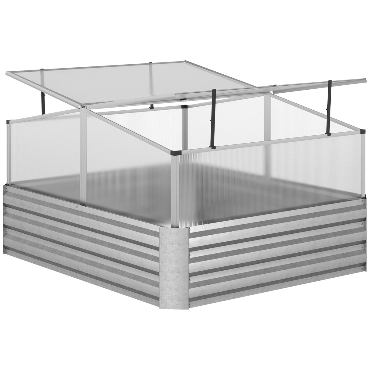 easycomfort fioriera in metallo rialzata con copertura in pc per uso esterno in giardino e balcone 126x107x57.5 67.5 cm