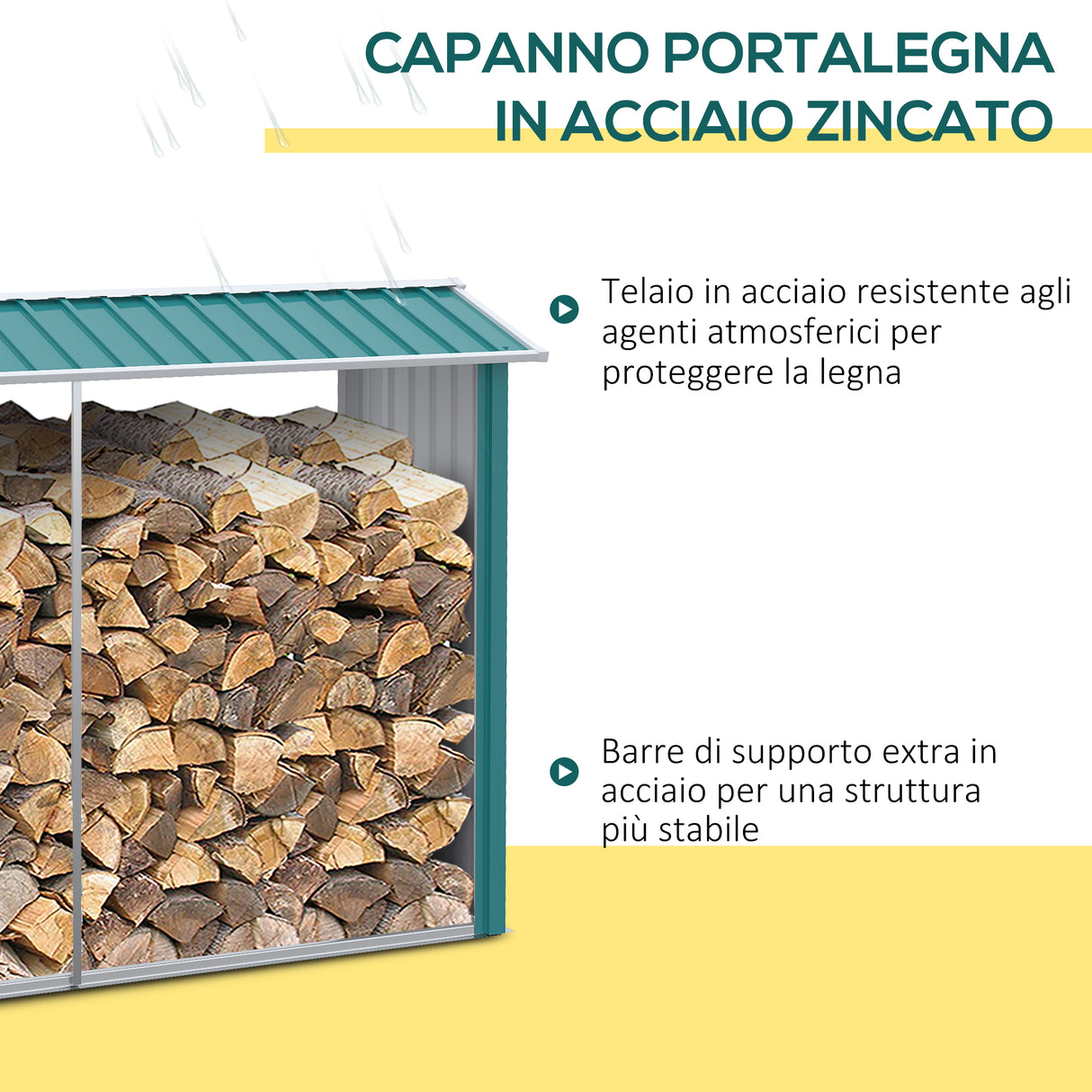 easycomfort easycomfort legnaia con struttura in acciaio galvanizzato e base rialzata 240x 86x160cm verde