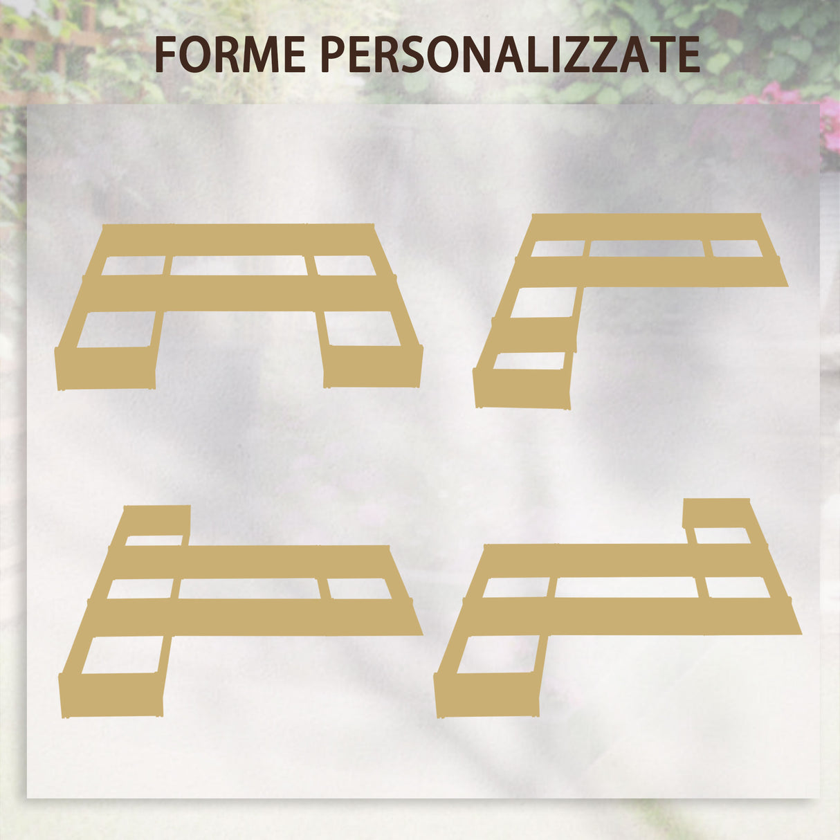 easycomfort fioriera da esterno 5 pezzi componibili a fondo aperto in legno di abete 230x230x28 cm