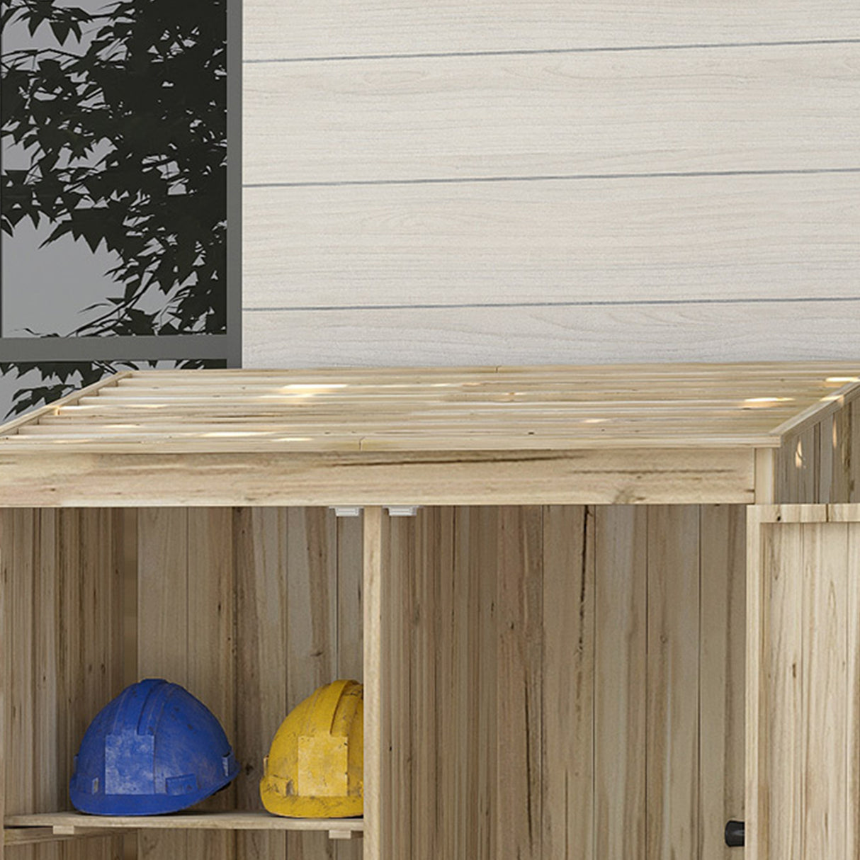 easycomfort casetta da giardino in legno di abete con 2 porte e ripiani 120x57x183cm naturale