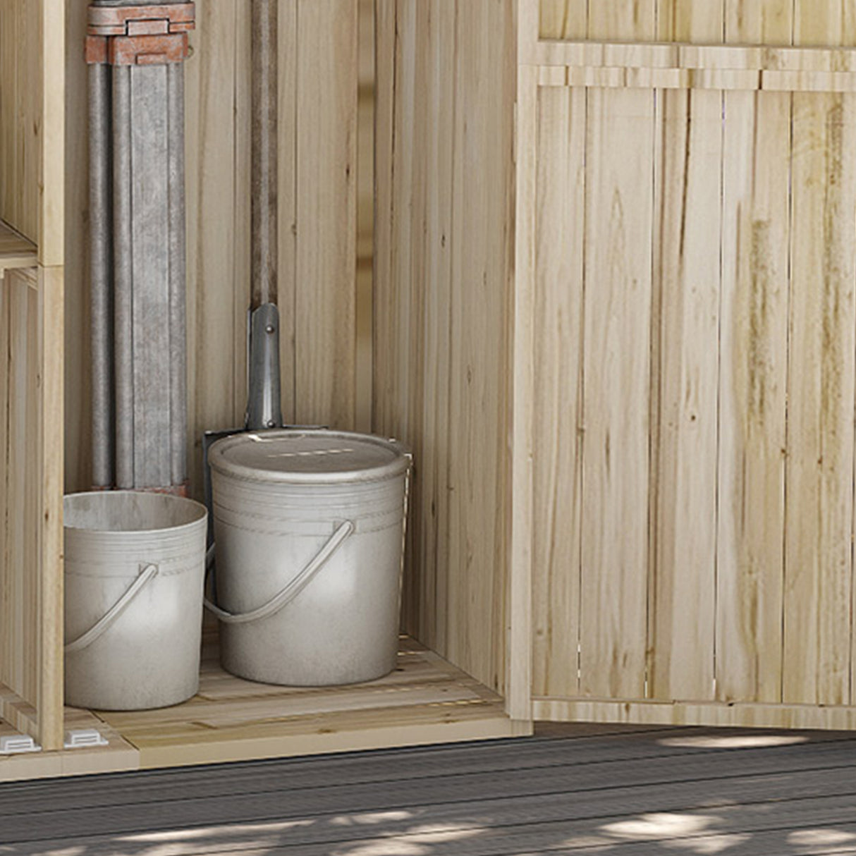 easycomfort casetta da giardino in legno di abete con 2 porte e ripiani 120x57x183cm naturale