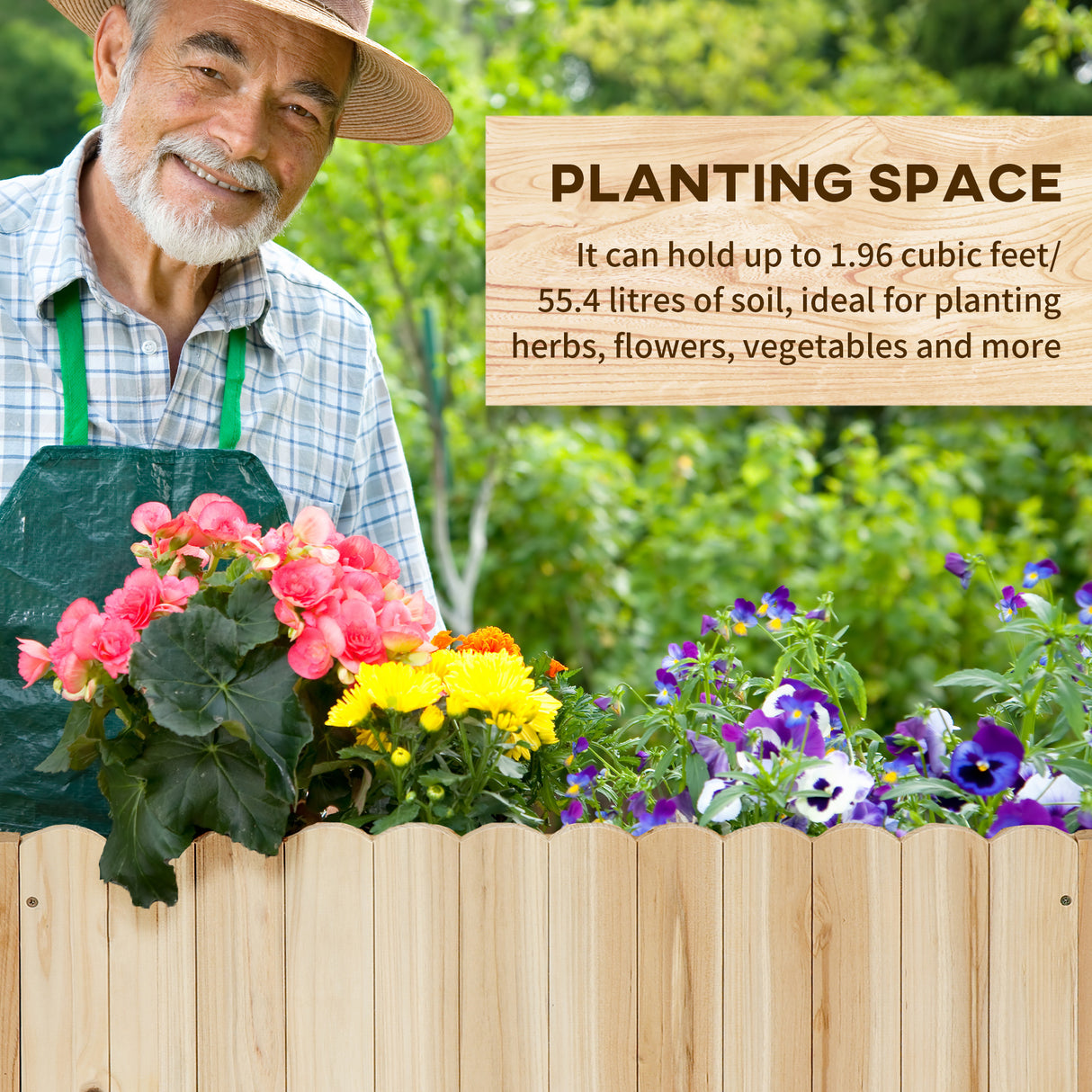 easycomfort fioriera da esterno verticale in legno con foro di drenaggio e rivestimento interno 86x30x50 cm