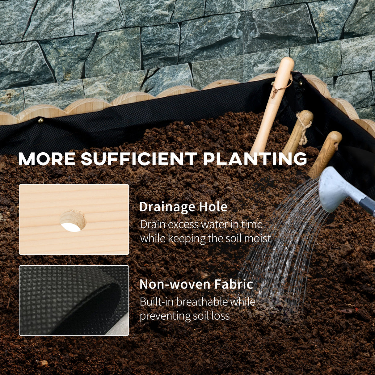 easycomfort fioriera da esterno verticale in legno con foro di drenaggio e rivestimento interno 86x30x50 cm