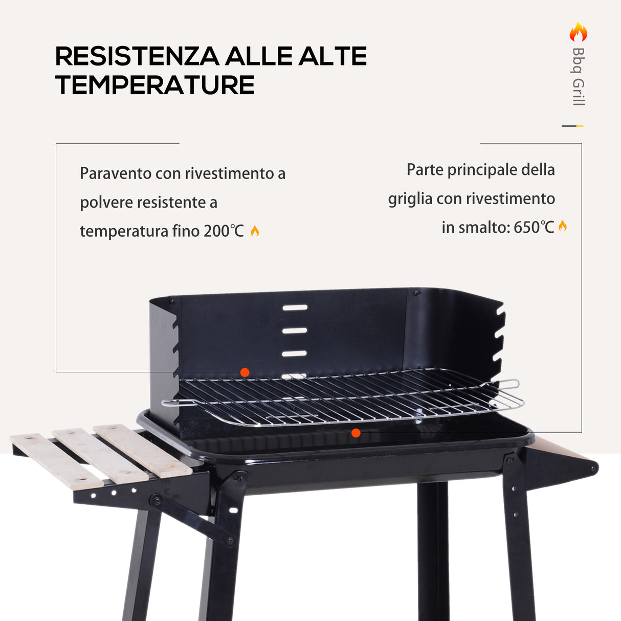 easycomfort easycomfort griglia a carbone barbecue picnic altezza regolabile nero 87x 45 x 83 cm