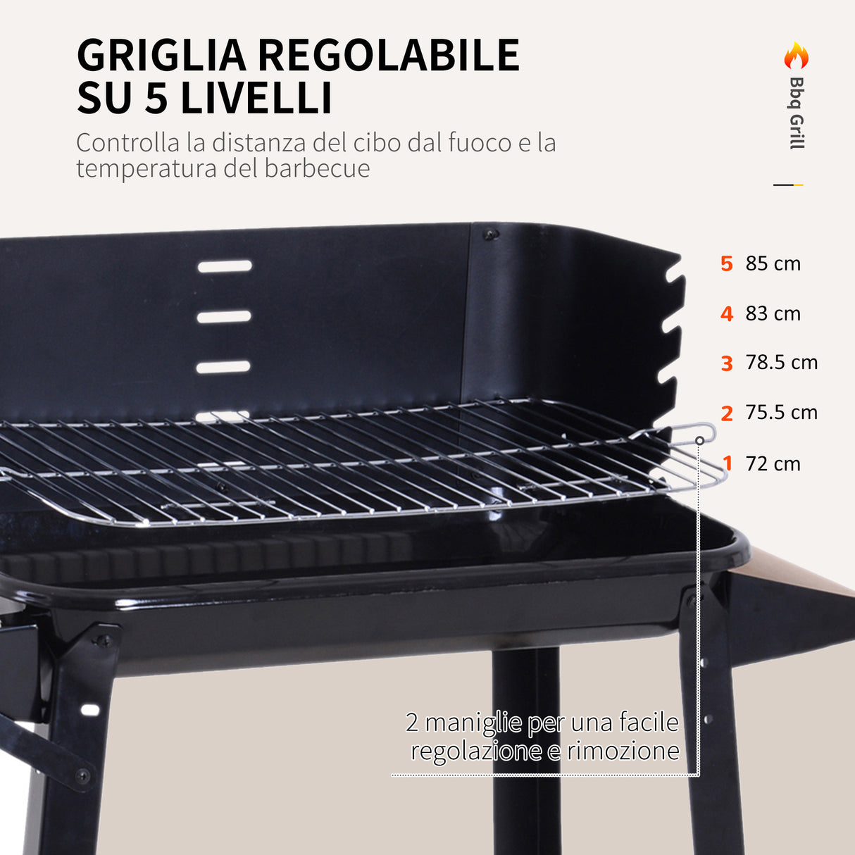 easycomfort easycomfort griglia a carbone barbecue picnic altezza regolabile nero 87x 45 x 83 cm