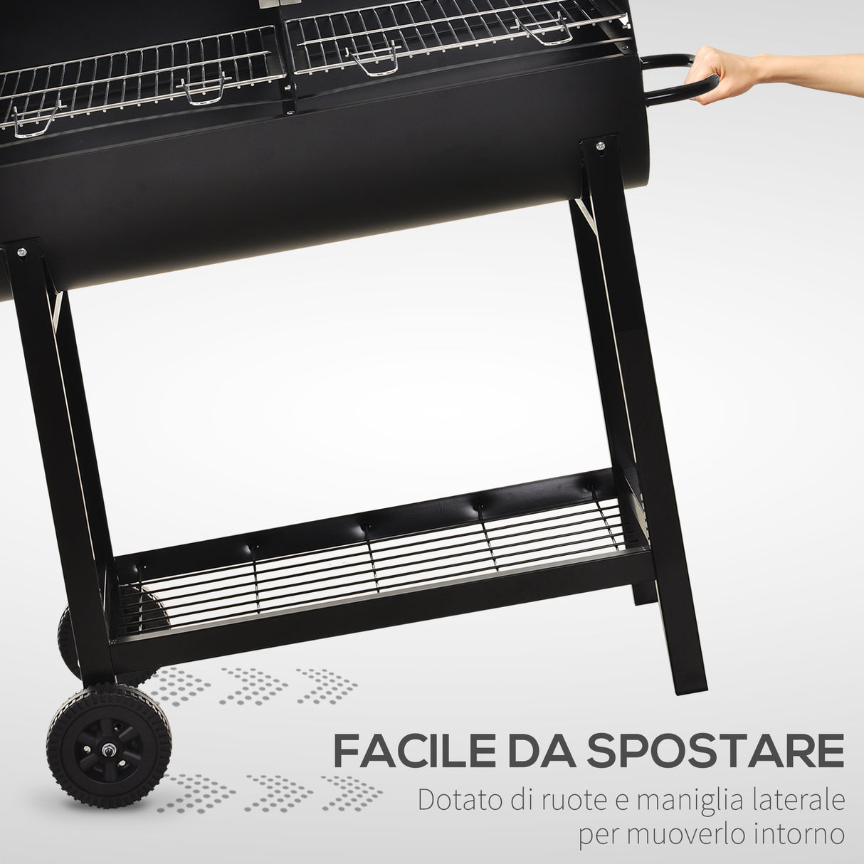 easycomfort easycomfort barbecue in acciaio con 2 griglie indipendenti nero 90cm x 45cm x 96cm