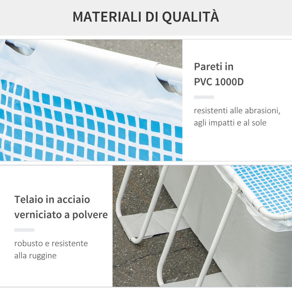 easycomfort piscina fuori terra da giardino rettangolare con pompa di filtraggio e telaio in acciaio 340x215x80cm grigia