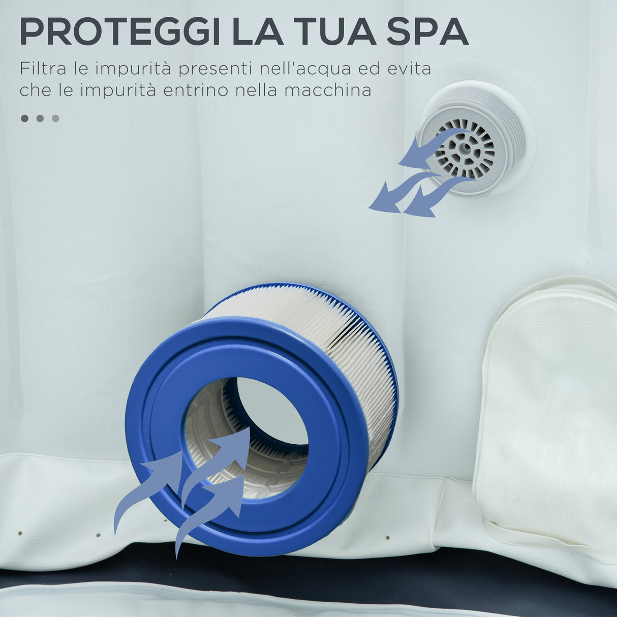 easycomfort set 6 filtri per piscine e spa gonfiabili in tessuto non tessuto o10.5x8cm blu e bianco
