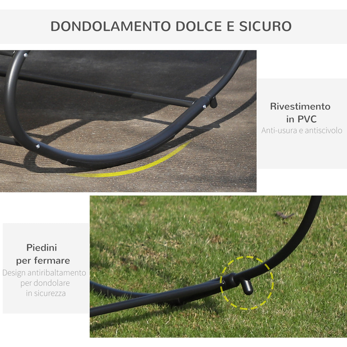 easycomfort lettino prendisole 2 posti sdraio da giardino a dondolo in metallo e textilene bianco crema