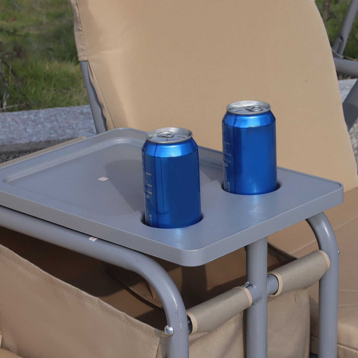 easycomfort dondolo da giardino 2 posti separati con tavolino e tetto regolabile in metallo 175x112x165cm beige