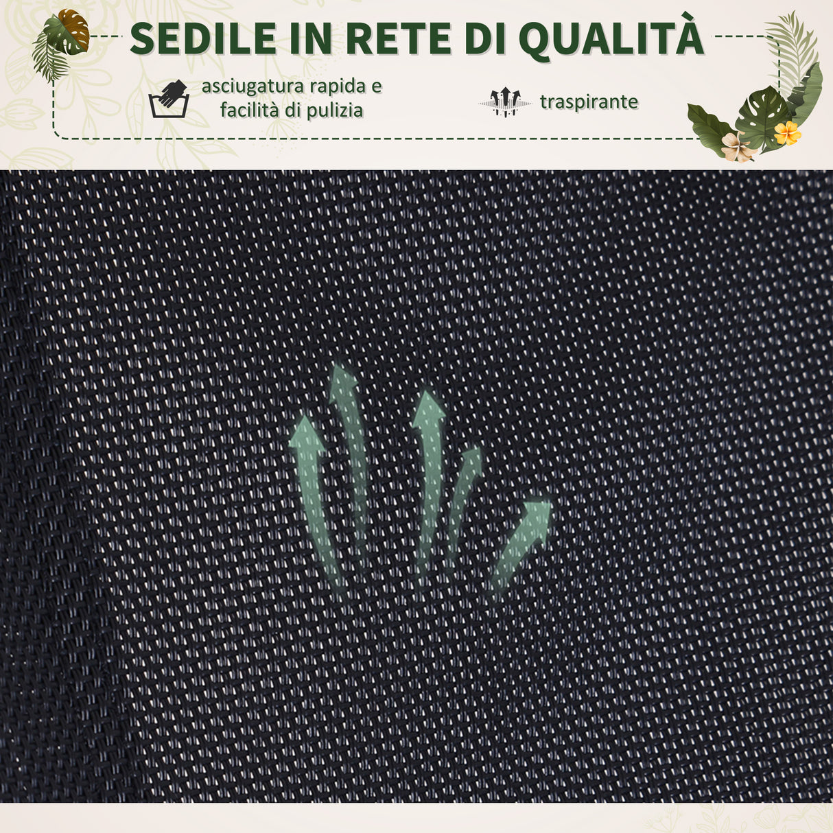 easycomfort easycomfort sedia a dondolo moderna in textilene nero 154x80x84cm