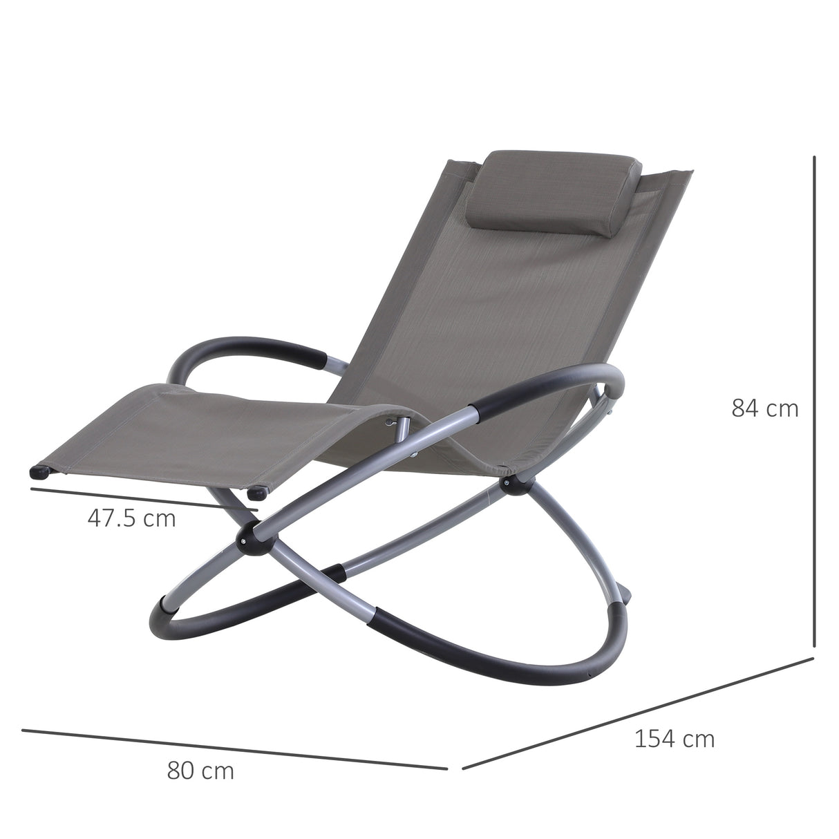 easycomfort easycomfort sedia a dondolo in texilene zero gravity grigio 154x80x84cm