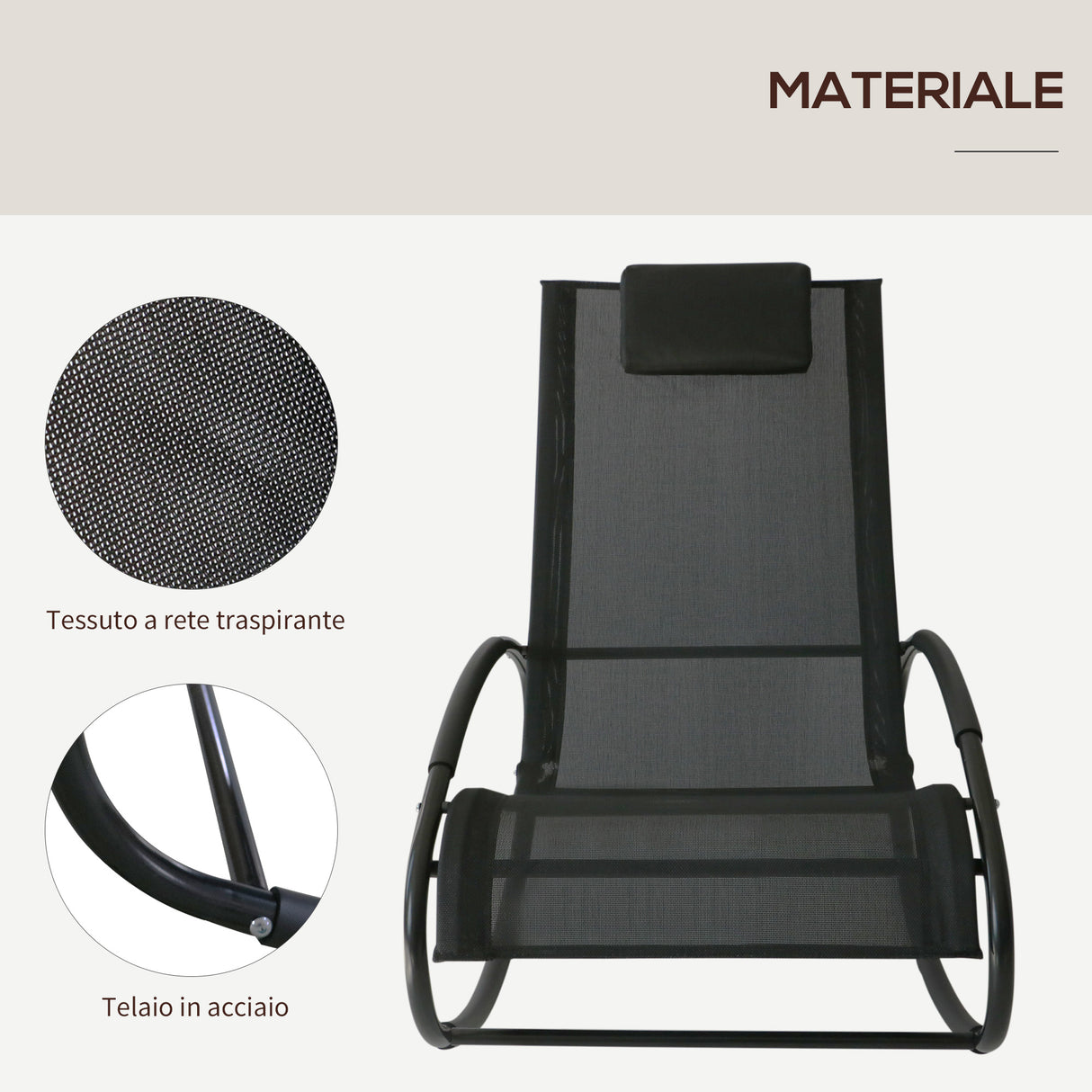 easycomfort easycomfort sdraio dondolo da esterno telaio in acciaio rivestimento in textilene nero