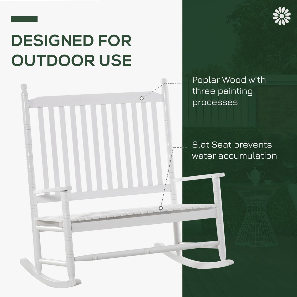 easycomfort easycomfort panchina a dondolo da giardino 2 posti con schienale alto e braccioli in legno bianco