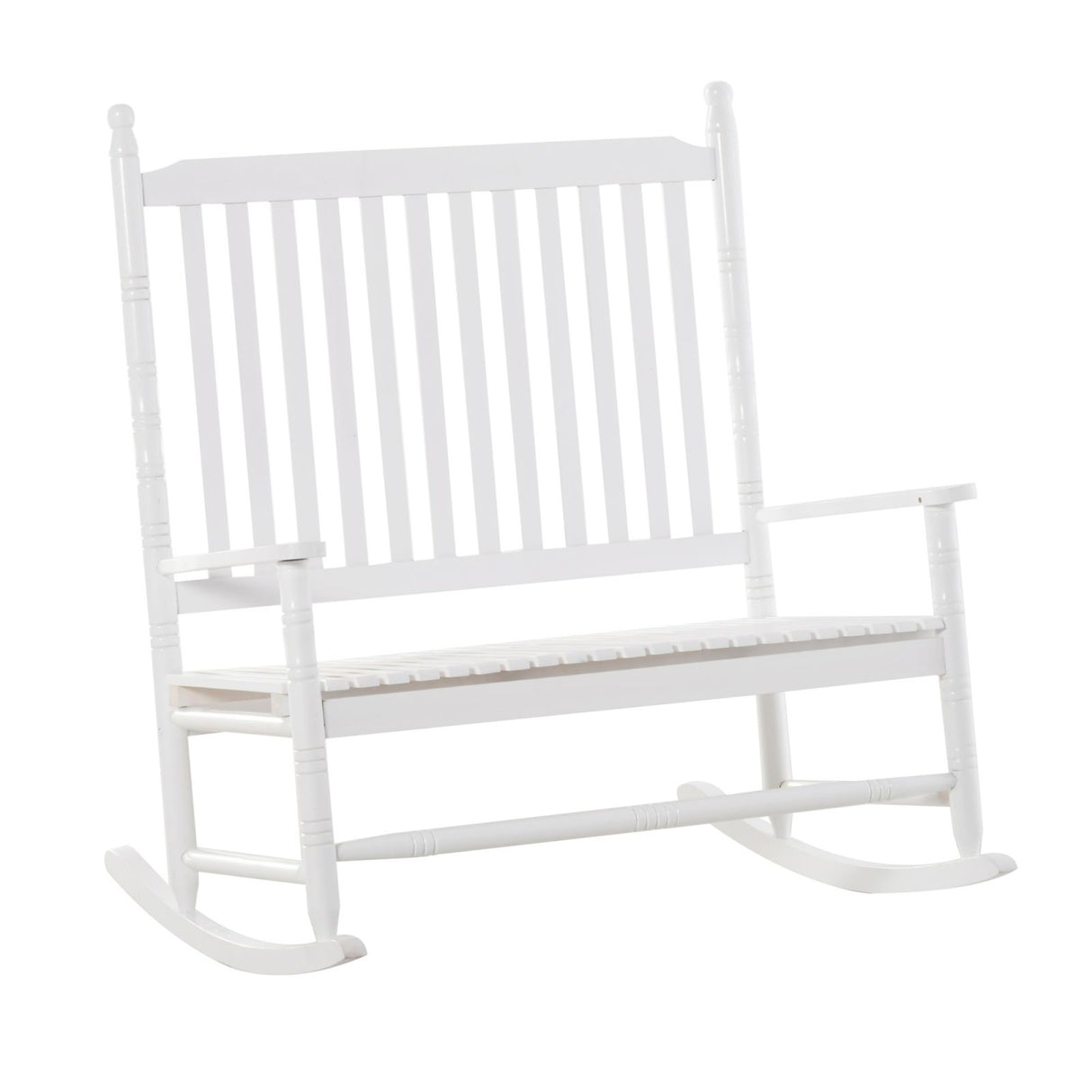 easycomfort easycomfort panchina a dondolo da giardino 2 posti con schienale alto e braccioli in legno bianco