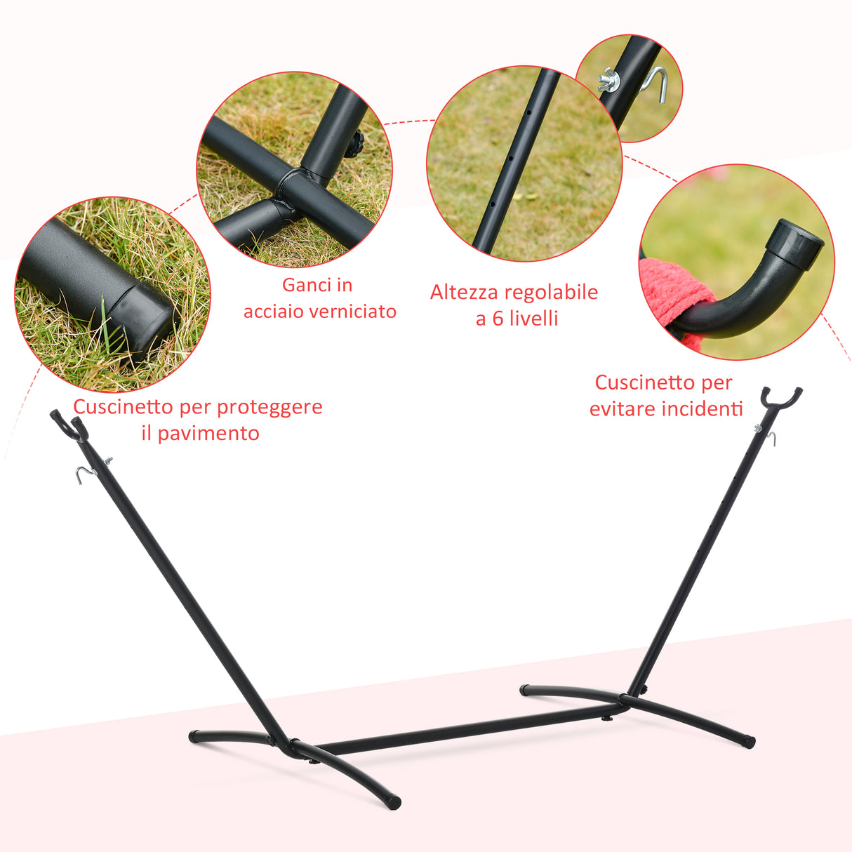 easycomfort easycomfort amaca da giardino autoportante in acciaio e cotone multicolor