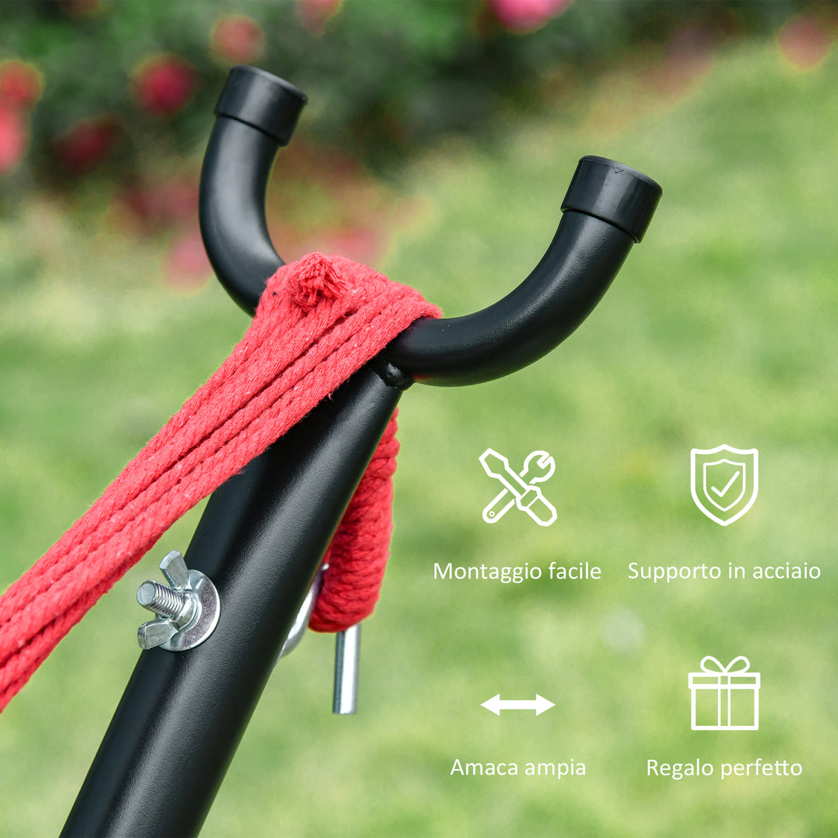 easycomfort easycomfort amaca da giardino autoportante in acciaio e cotone multicolor