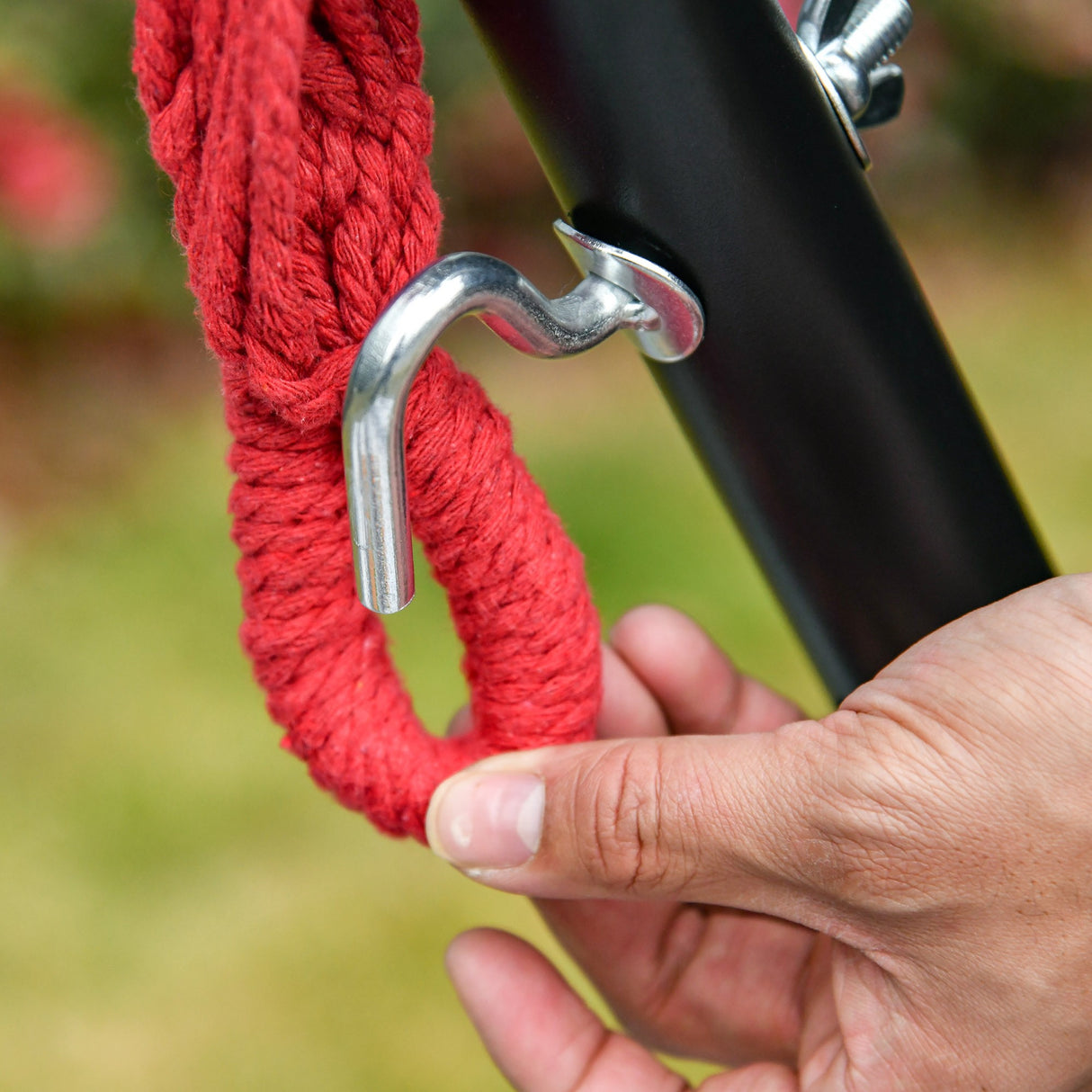 easycomfort easycomfort amaca da giardino autoportante in acciaio e cotone multicolor