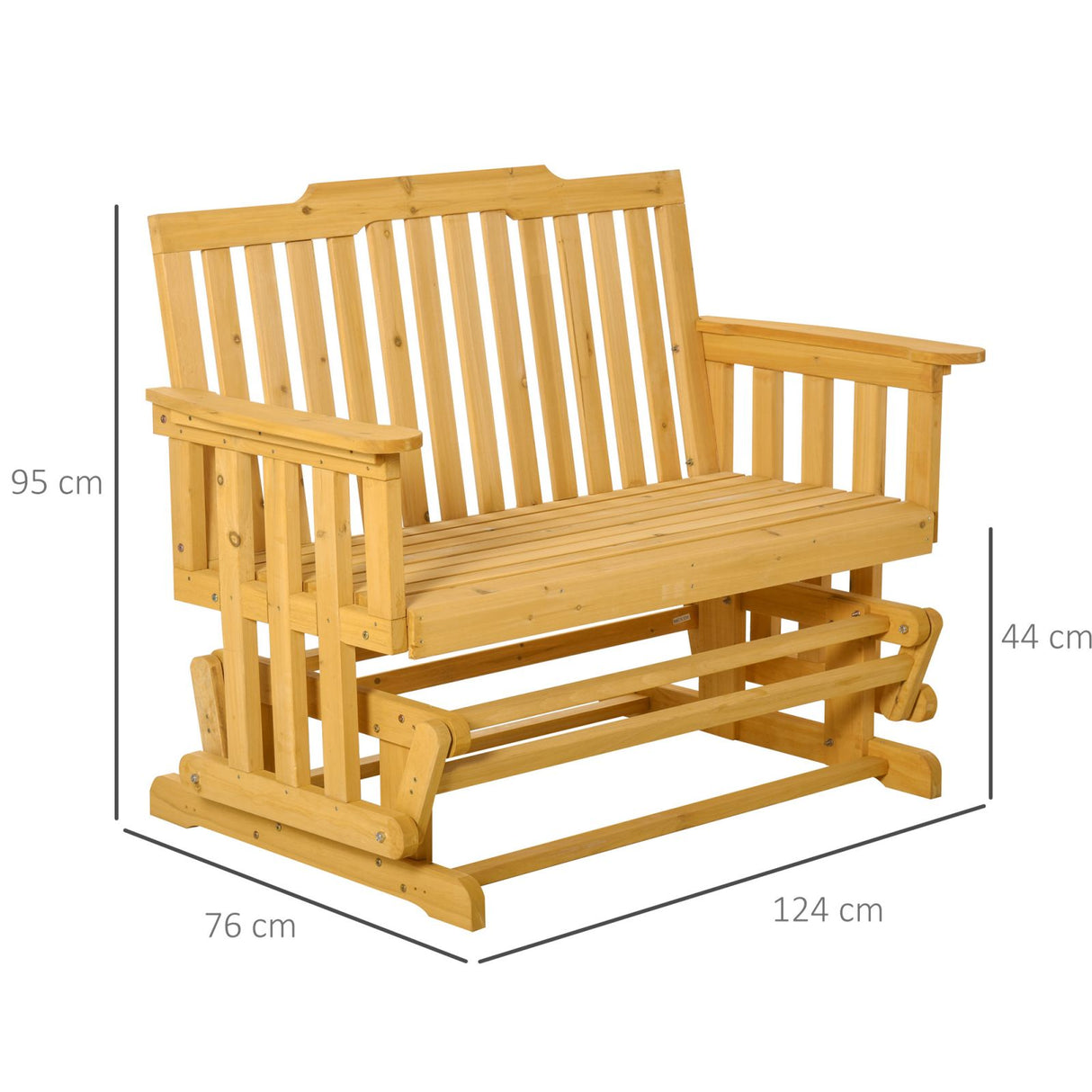 easycomfort easycomfort panchina a dondolo da giardino e terrazza per 2 persone con braccioli 124x76x95cm legno naturale