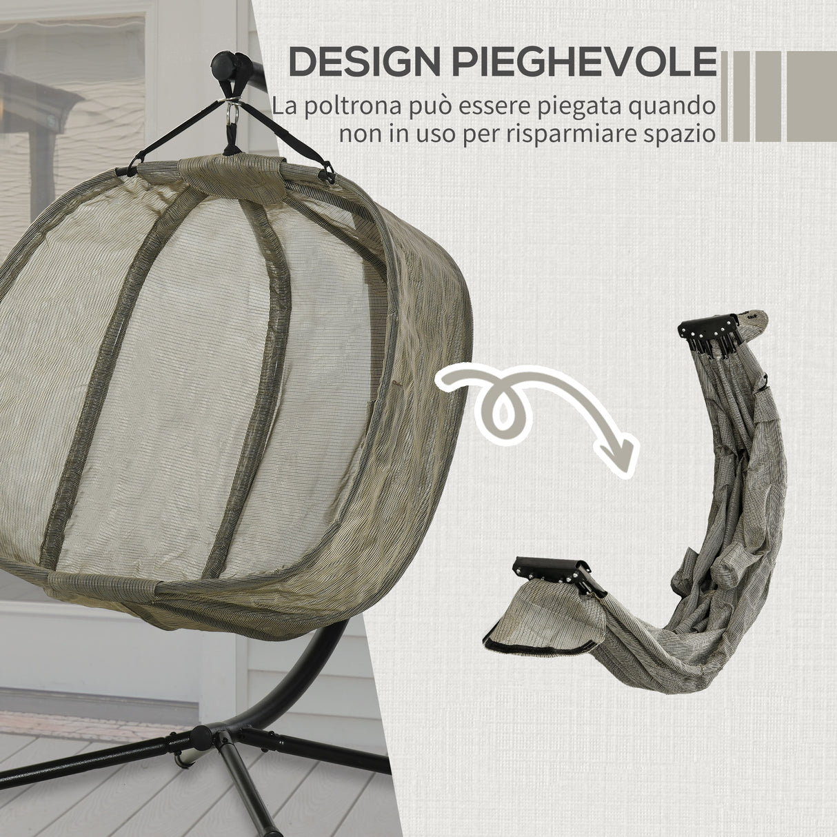 easycomfort easycomfort poltrona sospesa 2 posti per giardino e casa con struttura in acciaio e cuscino 132x126x172cm