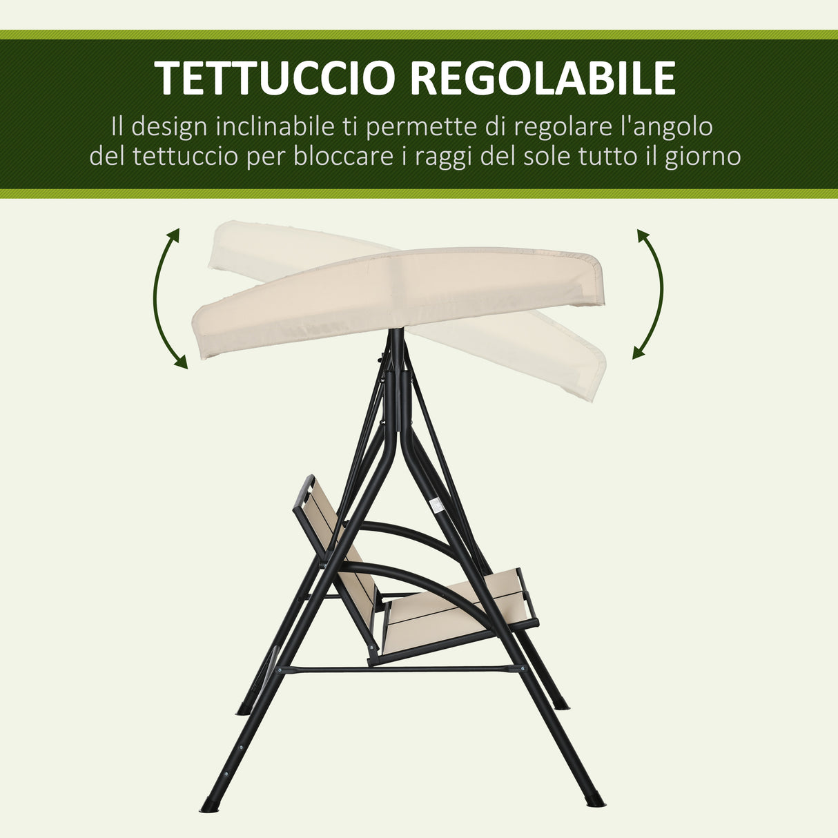 easycomfort dondolo a 2 posti da giardino con tettuccio regolabile 140x118x162cm beige