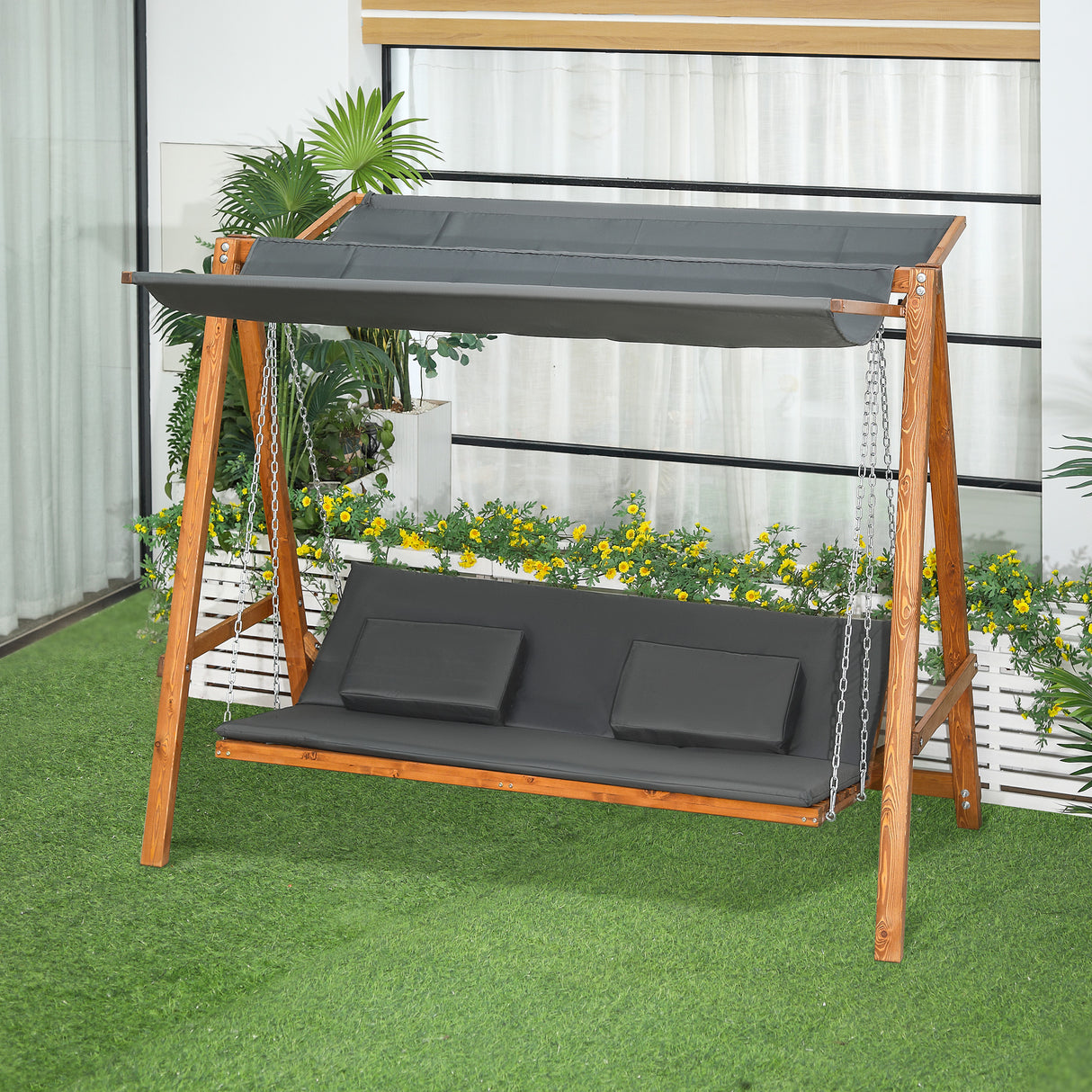 easycomfort easycomfort dondolo da giardino 3 posti convertibile in letto matrimoniale 225 5x113x180cm