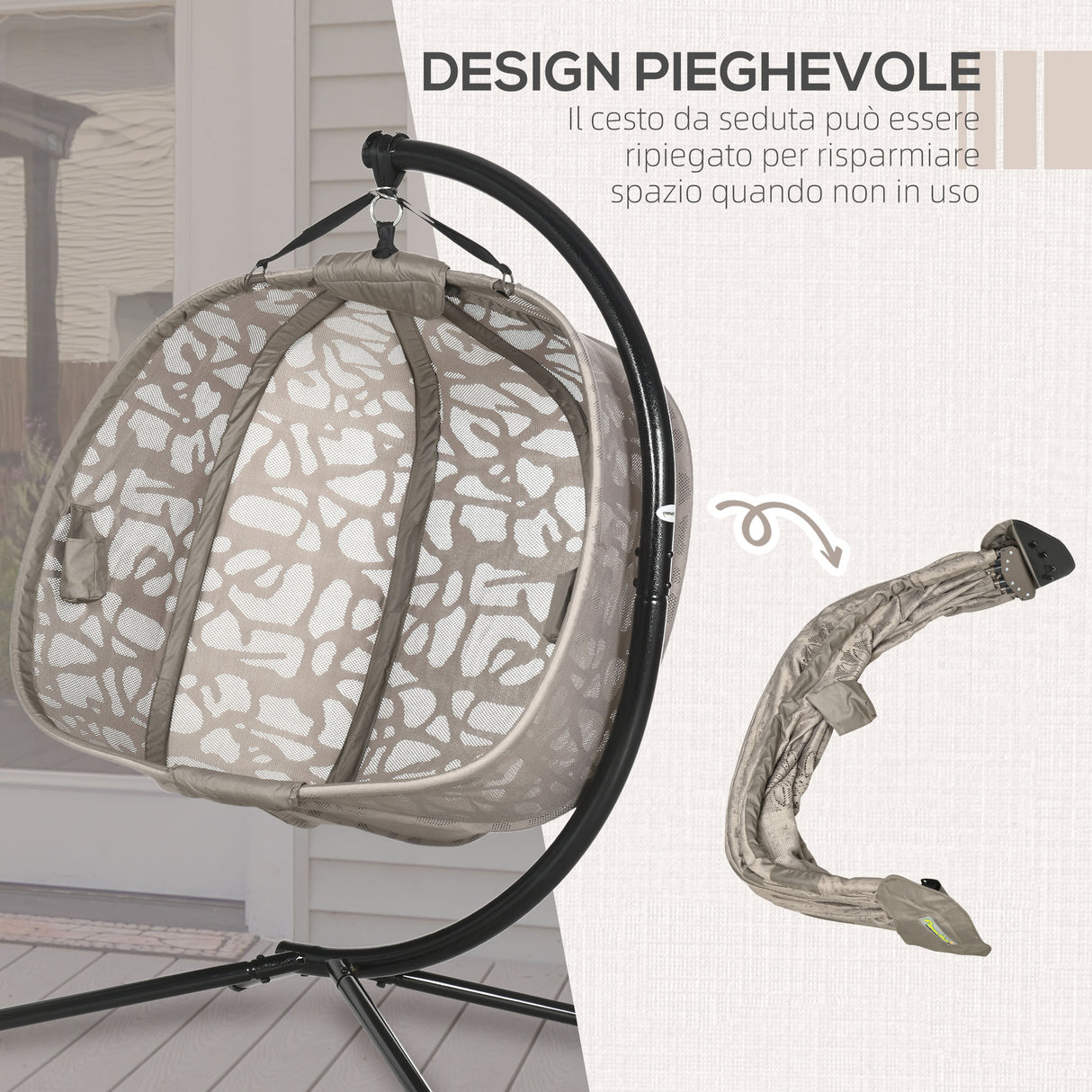 easycomfort easycomfort poltrona sospesa 2 posti con 2 tasche 2 cuscini e cesto pieghevole 130x103x172 cm