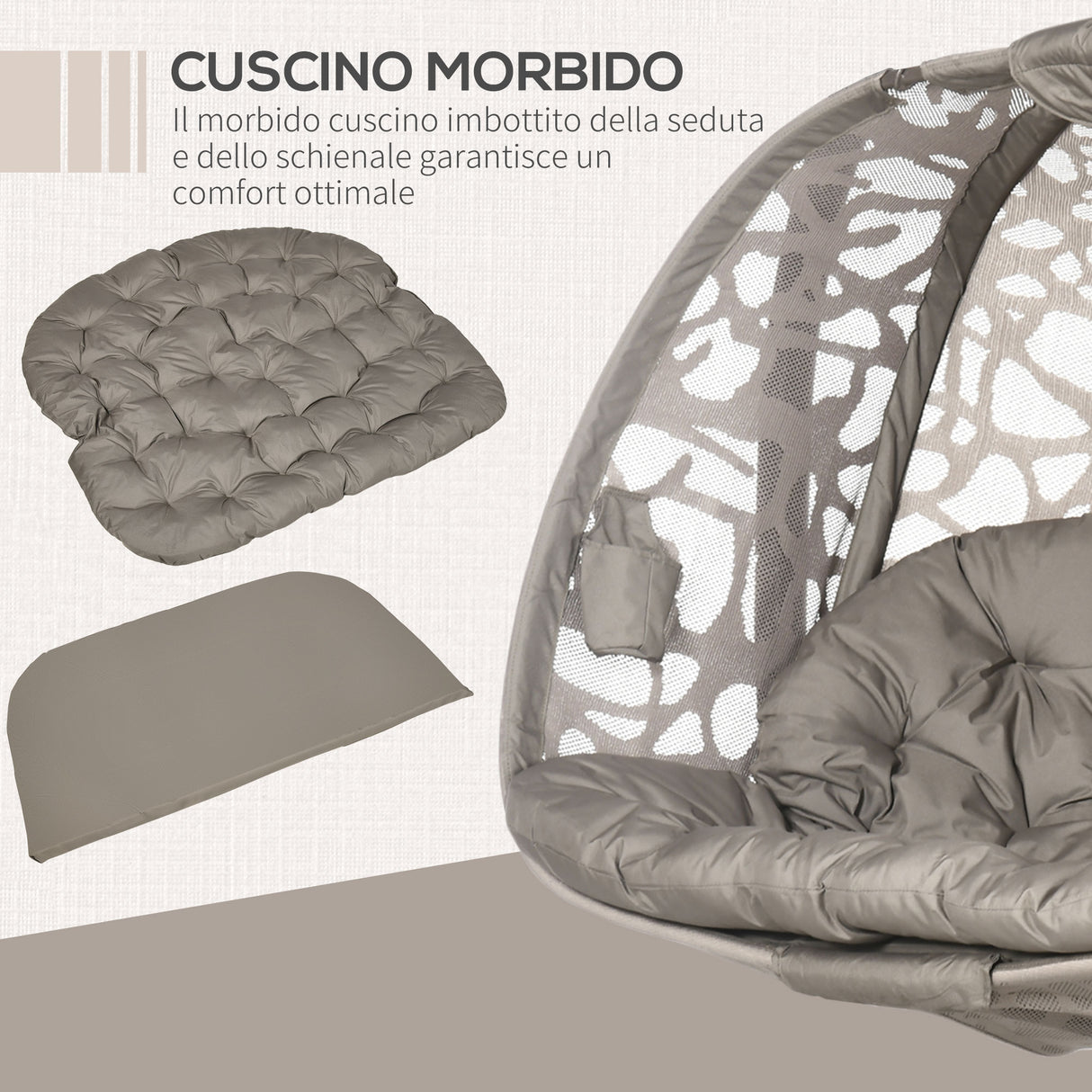 easycomfort easycomfort poltrona sospesa 2 posti con 2 tasche 2 cuscini e cesto pieghevole 130x103x172 cm