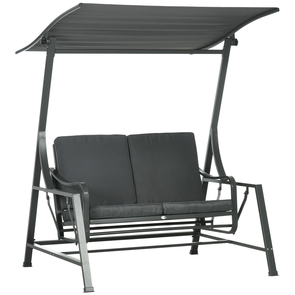 easycomfort dondolo da giardino 2 posti in acciaio con tettuccio inclinabile e cuscini 148x129x172 cm