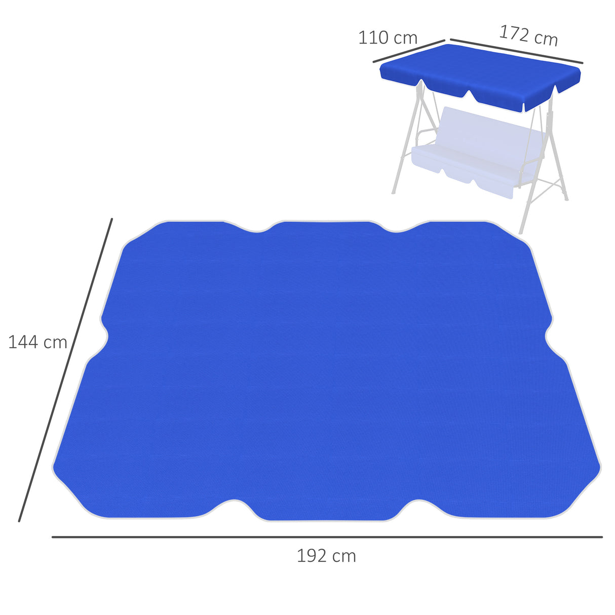 easycomfort tettuccio di ricambio per dondolo in poliestere con protezione uv50+ 192x144cm blu