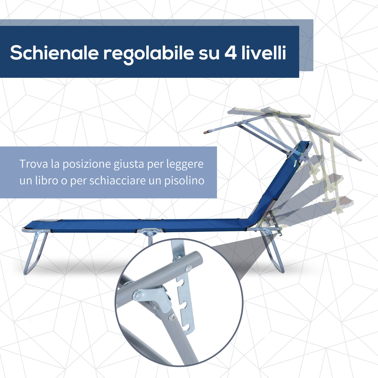 easycomfort easycomfort lettino prendisole da giardino sdraio pieghevole con tettuccio blu