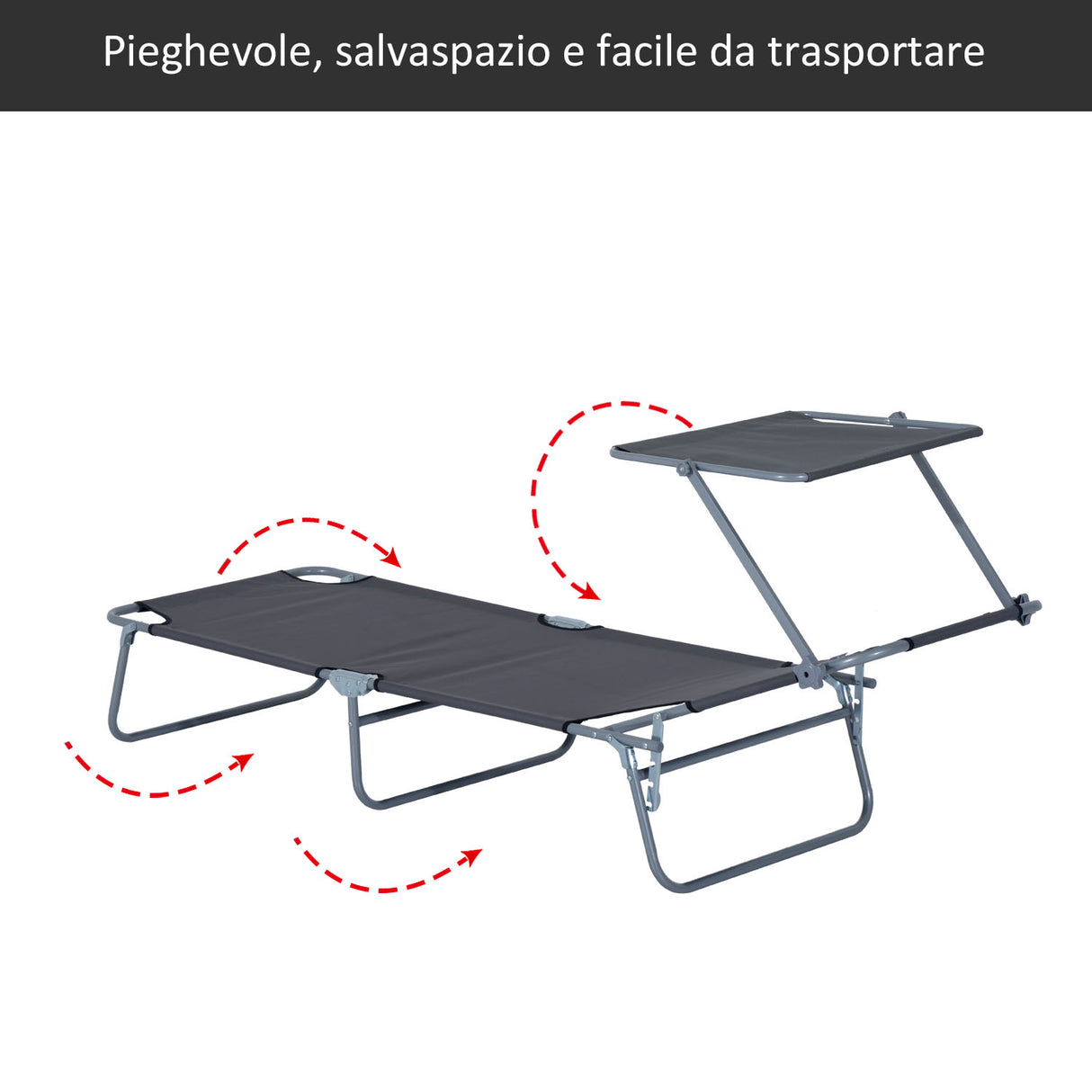 easycomfort easycomfort sdraio prendisole con tettuccio pieghvole schienale reclinabile grigio