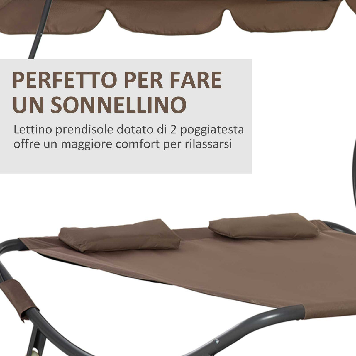 easycomfort easycomfort lettino matrimoniale 2 posti parasole regolabile da esterno e giardino 200x175 x134cm marrone